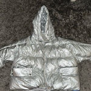 Monclear Silver Puffy Jacket-Medium